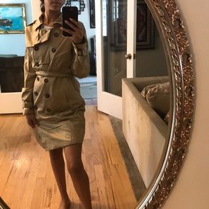 MISSGUIDED CAMEL TORTOISE SHELL BUTTON TRENCH COAT